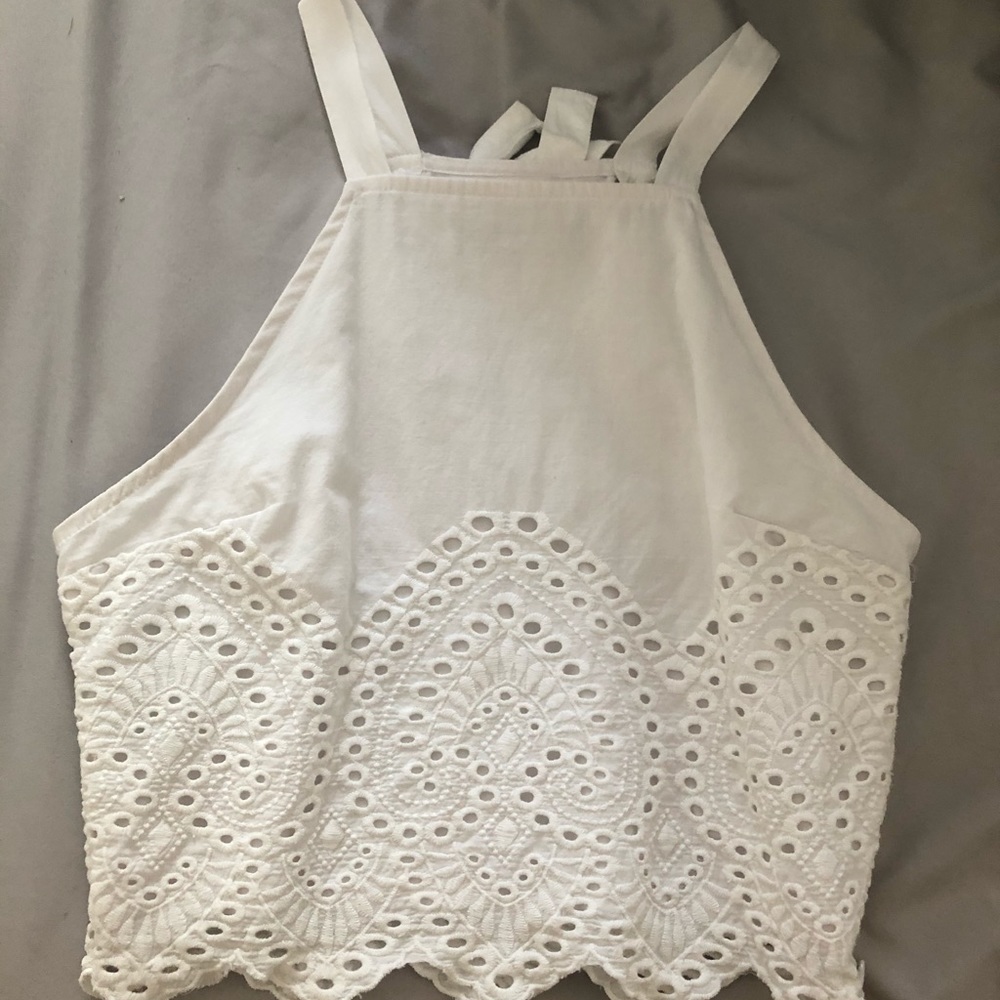 NWOT White Lace High Neck Top